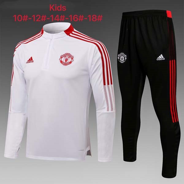 Kinder Trainingsanzug Manchester United 2022 Weiß Schwarz